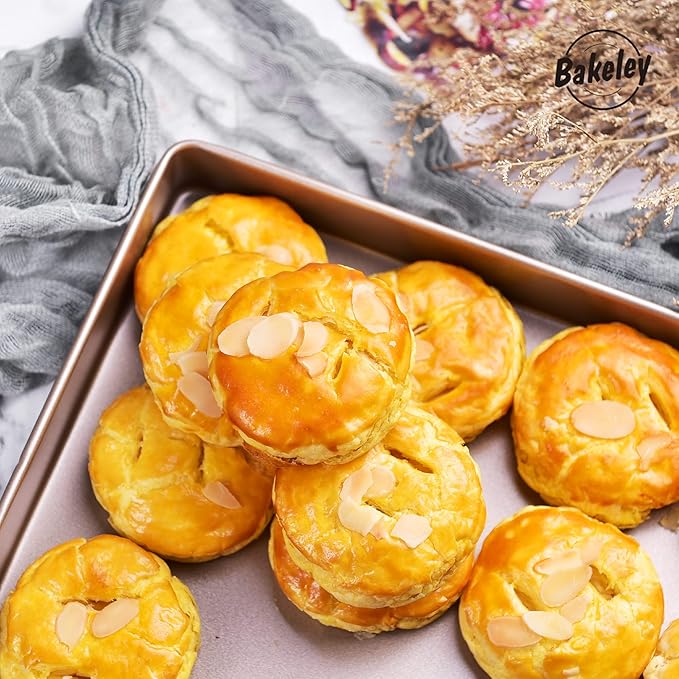 11-Inch Baking Sheet Pan Non-Stick Square Baking Pan Jelly Roll Bakeware for Oven Roasting 11.2" × 11.2" × 1.38" (Champagne Gold)