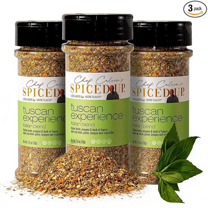 3 Pcs Spiced Up Tuscan Experience Seasonings and Spices for Cooking, Italian Herbs and Spices with Garlic, Funnel & Tomato, Tuscan All Spice Seasoning Dried Italian Seasoning Mix for Pasta - 2.8 Oz