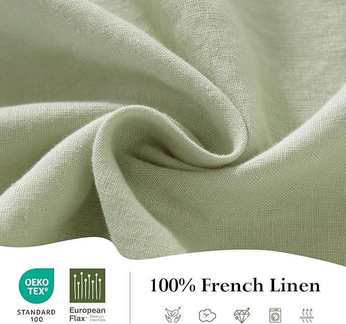 Linen World Linen Tablecloth, 100% French Linen Sage Tablecloth 55" x 55" Inch, Washable Square Tablecloth for Dining, Outdoor, Weddings and Restaurants, Decorative Valentine Easter