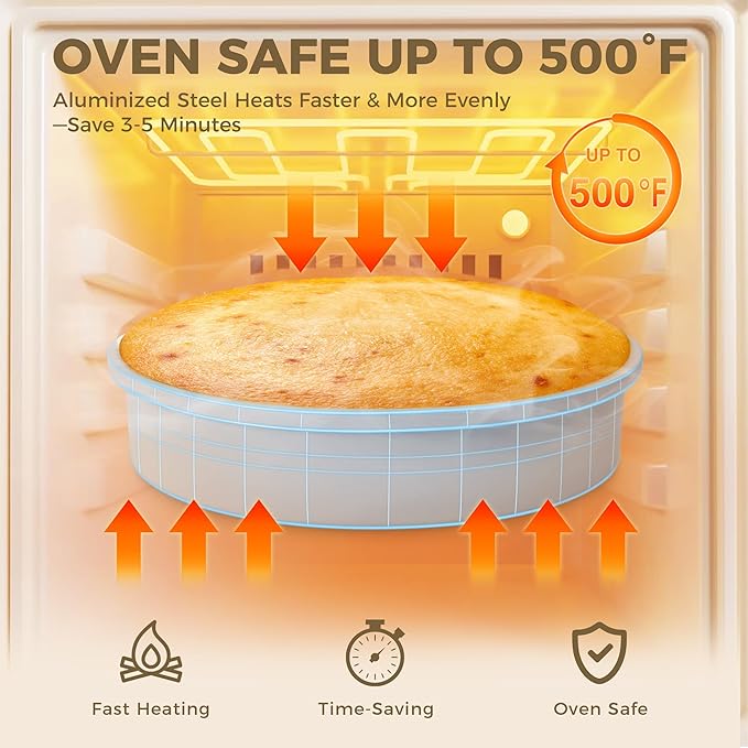 HONGBAKE 9 Inch Round Cake Pan Set of 2, Nonstick Ceramic Coating Cake Molds with Diamond Texture, Aluminized Steel Cake Pans Sets for Baking & Cheesecake, Heavy Duty & Non-Toxic (Gray, 2PCS)