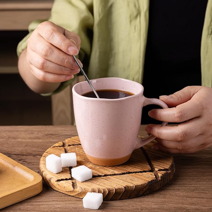 AmorArc 12oz Coffee Mugs, Ceramic Coffee Mugs set of 4 for Man, Woman, Dad, Mom, Modern Coffee Mugs with handle for Latte/Cappuccino/Milk/Cocoa. Dishwasher&Microwave Safe, Cloud Pink