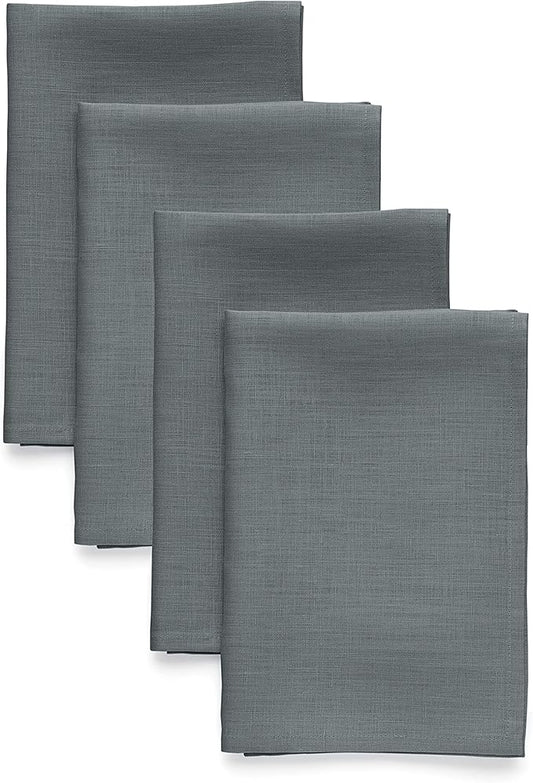 Solino Home Linen Cloth Napkins Set of 4-100% Pure Linen Dark Grey Dinner Napkins 20 x 20 Inch for Fall, Autumn, Winter, Thanksgiving - Fete, Handcrafted and Machine Washable
