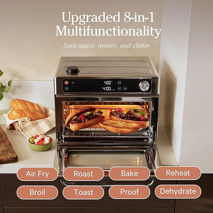 Our Place Large Wonder Oven Pro | 8-in-1 Digital Countertop Oven with Large 32Qt quarts | Non-toxic, Fast Quartz Heating | Air Fry, Toast, Roast, Bake, Broil, Reheat & Dehydrate | Stainless Steel