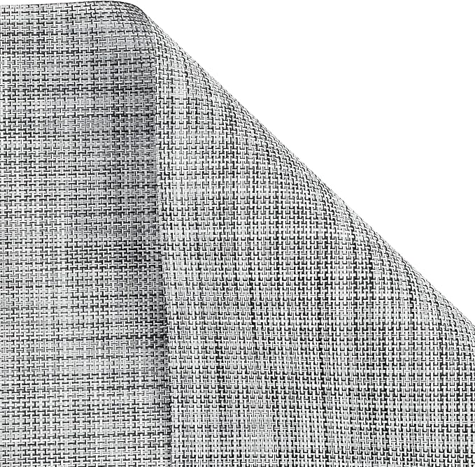 SHACOS Woven Vinyl Placemats Set of 4 Wipe Clean Reversible Table Mats Heat Resistant Wipeable Non Slip Place Mats Indoor Outdoor, Gray White