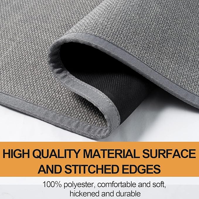 Fan Shaped Kitchen Mat 1 PCS, Cushioned Non Slip Rugs for Kitchen Floor, Absorbent Runner Comfort Standing Mats Washable for Kitchen, Office, Home (Grey, Radius 47")