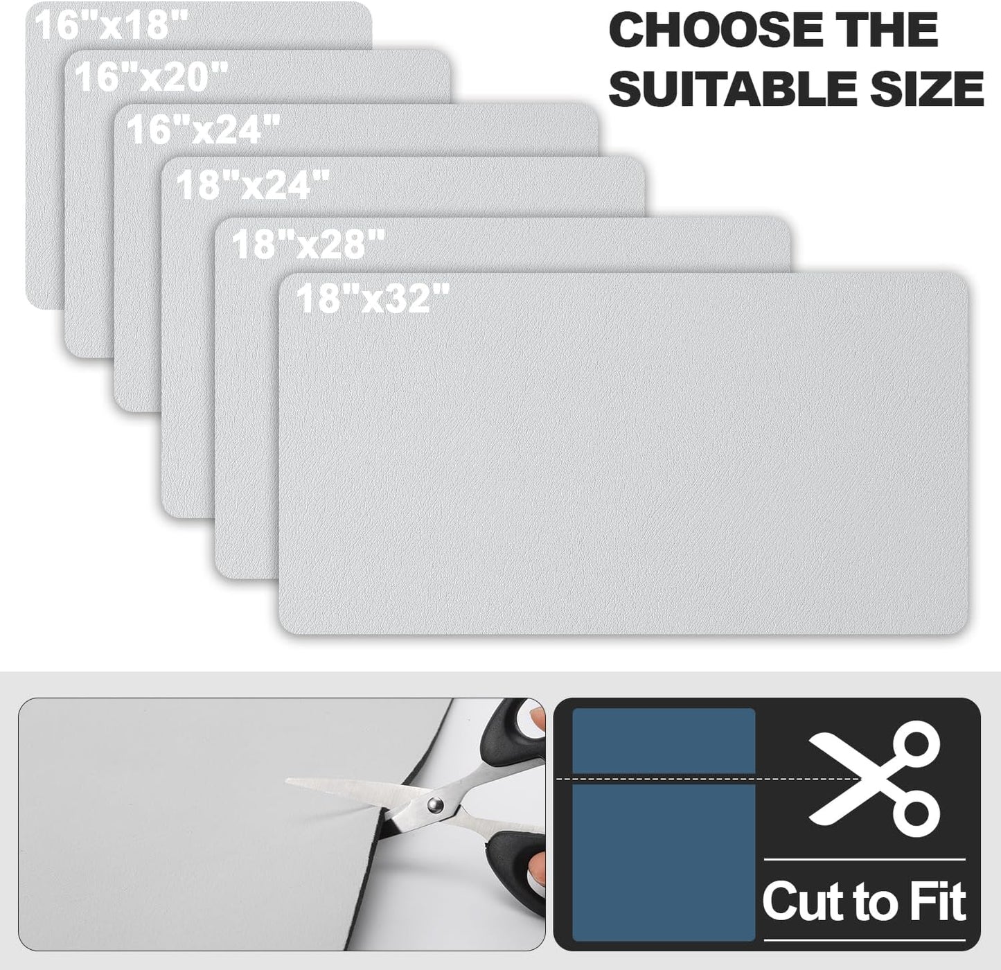 Dish Drying Mat for Kitchen Counter | Coffee Bar Mat for Countertops | Heat Resistant Drainer Mat with Non-slip Rubber Backed | Hide Stain Kitchen Absorbent Draining Mat | Light Grey 16"x24"