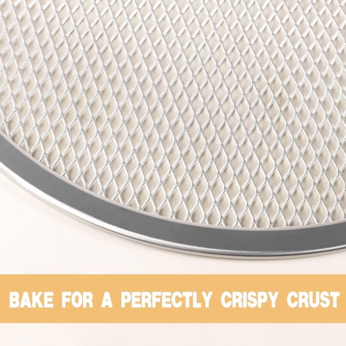 LRui Pizza Screen,12 Inch,12 Pack,Seamless Aluminum Pizza Pan With Holes.