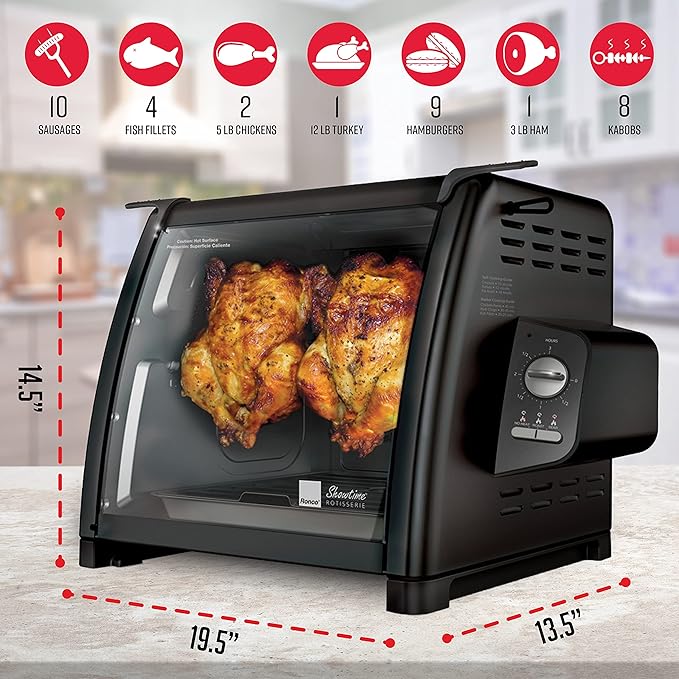 Ronco Modern Rotisserie Oven, Large Capacity (12lbs) Countertop Oven, Multi-Purpose Basket for Versatile Cooking, Easy-to-Use Controls