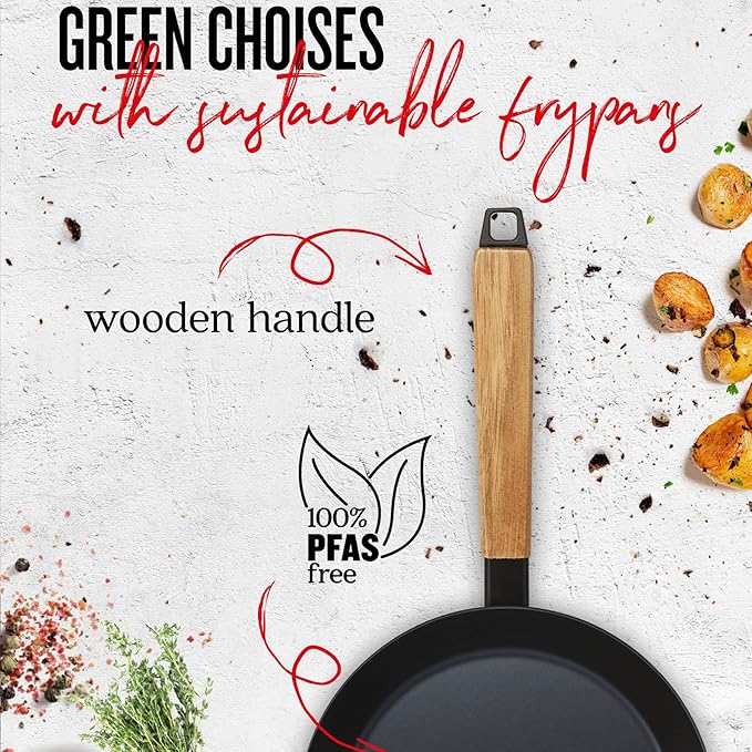 Alva Forest 3 Piece Seasoned Blue High Carbon Steel Pan Set Natural Non Stick Frying Pans Non Toxic PFAS PFOA PTFE Free Carbon Steel Frying Pans Healthy Nonstick Steak Pan Safe in All Stovetop & BBQ