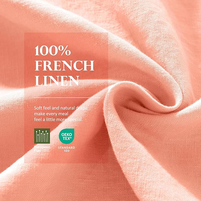 Linen World Linen Tablecloth,100% French Natural Flax Tablecloth 72" x 72" Inch,Washable Square Table Cloth for Dining,Outdoor,Weddings and Restaurants,Decorative Christmas,Peach Pink