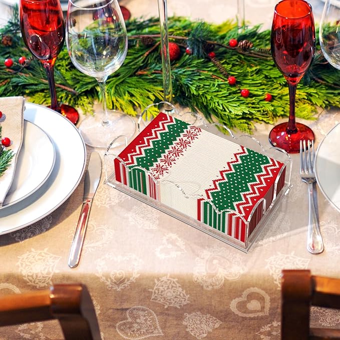 Napkin Holder for Table, Scalloped Acrylic Guest Towel Holder for Bathroom, Clear Waterproof Disposable Paper Hand Towels Lucite Tray for Kitchen Buffet Napkin Caddy for Home Restaurant Party