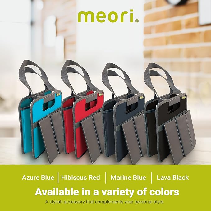 meori Foldable 4 Bottle Wine Tote Lava Black Organize Crate Glass Dividers Stylish Travel Storage Box Liquor Spirits Tastings Grocery Shopping Hostess Gift (A100813)