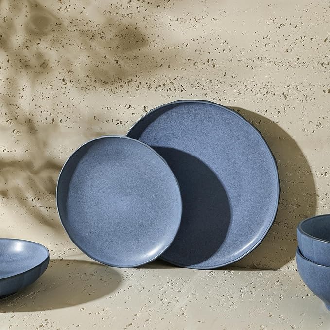 Stone Lain Rio 4-Piece Salad Plate Set Stoneware, Blue