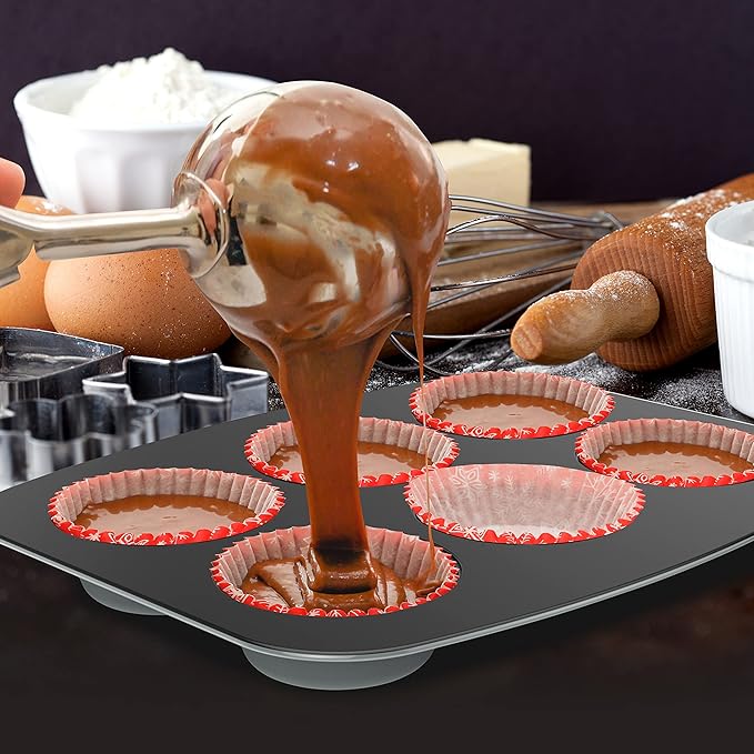 NutriChef 8-Piece Nonstick Stackable Bakeware Set - PFOA, PFOS, PTFE Free Baking Tray Set w/Non-Stick Coating, 450°F Oven Safe, Round Cake, Loaf, Muffin, Wide/Square Pans, Cookie Sheet (Gray)