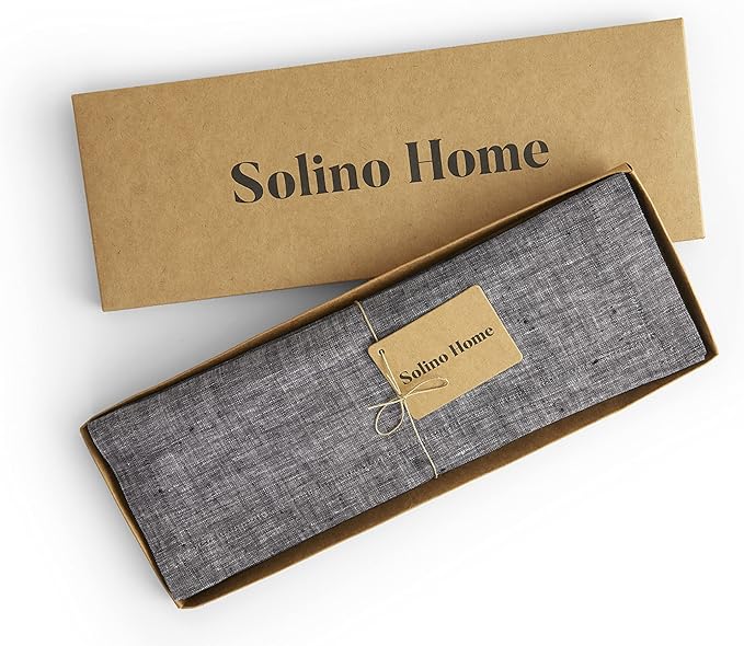 Solino Home Linen Placemats Set of 4-100% Pure Linen Chambray Black Cloth Placemats 14 x 19 Inch for Fall, Autumn, Winter, Thanksgiving, Holiday - Athena