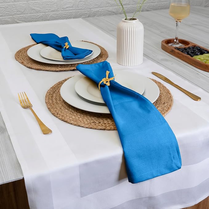 Blue Needles Solid Cloth Napkins Set of 12 Royal Blue 100% Cotton Dinner Napkins 18x18 inches - Soft, Reusable, Absorbent & Washable Fall Thanksgiving Linen, Ideal for Events, Parties & Everyday Use
