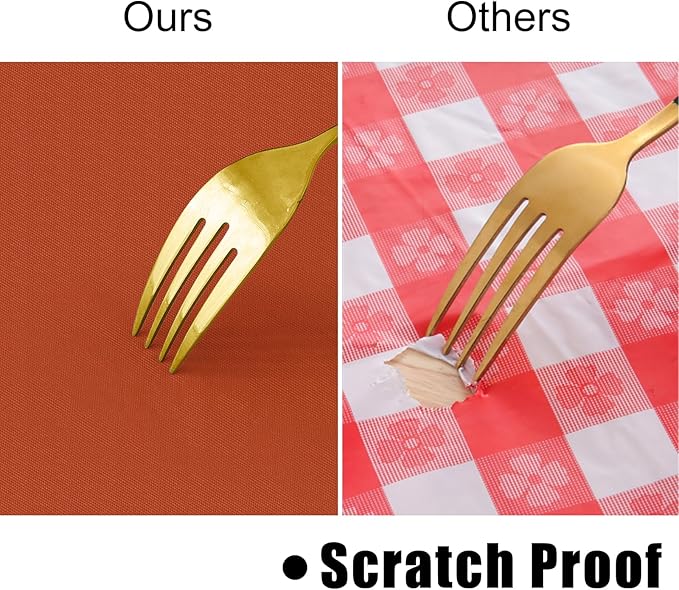 homing Rectangle Vinyl Tablecloth, Waterproof Spillproof Plastic Flannel Backed Table Cloth, Wipe Clean Table Cover for Autumn, Thanksgiving, Harvest Parties (Rust, 60" x 84")