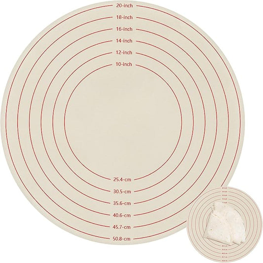20 Inch Christmas Traditional Lefse Making Pastry Cloth, Round Baking Mat with Measurements, Lefse Making Accessory for Rolling Dough and Baking Kitchen Supplies (Not Include Board)