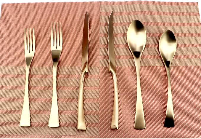 24-Piece Flatware Set,Extra Thick Heavy Duty - 18/10 Stainless Steel Cutlery Sets,High Matte Rose Gold Finish Silverware Flatware Sets Service for 4,Use for Home,Tableware Utensil Sets