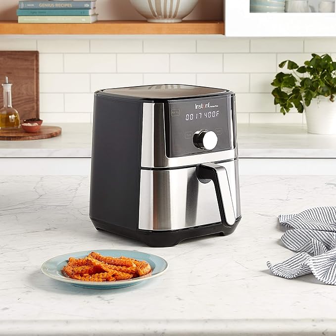Instant Pot 4QT Vortex Plus 6-in-1 Mini Air Fryer, Custom Program Options, Crisps, Broils, Roasts, Dehydrates, Bakes, Reheats, 100+ In-App Recipes, Stainless Steel,4 Quarts