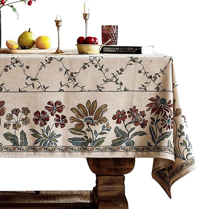 patdrea Tablecloth French Country Soft Breathable Floral Table Cloth Kitchen Dining Tablecloth for Rectangular Tables for Parties Christmas 55"x 79"