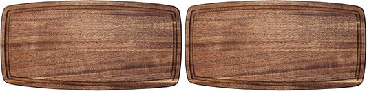 TB Home Acacia Wood Cutting Board with Juice Groove, Wooden Chopping Board for Kitchen, 14” x 7” x 5/8” (Pack of 2)