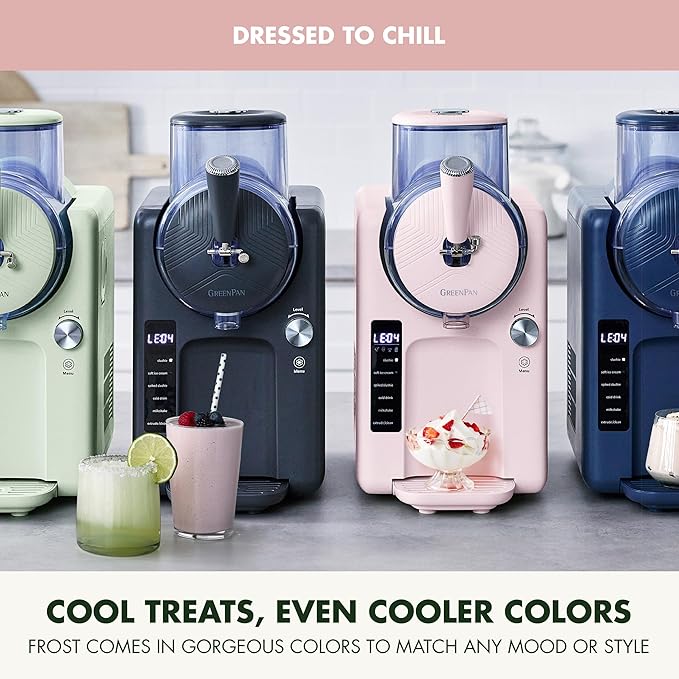 GreenPan Frost Ice Cream Machine & Frozen Drink Maker, Soft Serve, Slushie, Milkshakes & Cocktails, No Freezer Needed, 15-in-1, 7 Textures, Quiet & Rapid, Easy Clean, Family Size, Strawberry Pink