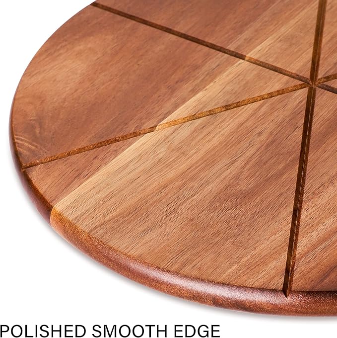 Pizza Peel 12 Inch, Wood Pizza Board with Handle, Round Pizza Paddle with Cutter, Pizza Cutting Board for Cheese Bread Fruit Vegetables, Pizza Accessories Supplies