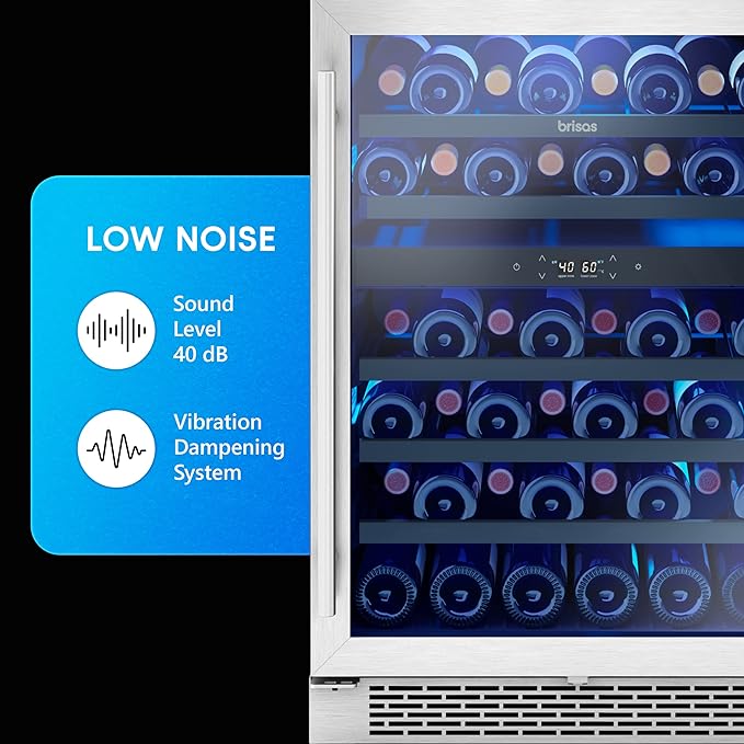 Zephyr BWN24C02AG Brisas 24 Inch Wide 46 Bottle Capacity Built-In or Freestanding Wine Cooler with Dual-Pane Door - Stainless Steel