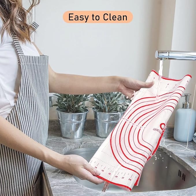 Silicone Pastry Baking Mat Dough - 16x24Inch Large Non Stick Slip Cookie Bread Rolling Mats Sheet, Kitchen Counter Kneading Cooking Board Pad Matt with Measurement for Pie Pizza Cookies Fondant Making