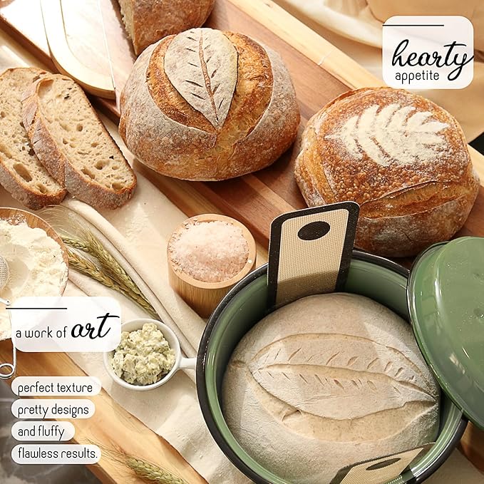 All-Inclusive 𝗣𝗥𝗘𝗠𝗜𝗨𝗠 Sourdough Starter Kit with Pot, 34 Oz Starter Jar, 4 Banneton Bread Proofing Baskets, Scraper, Scale, Sourdough Bread Baking Supplies, Detailed Beginner Guide & Recipes
