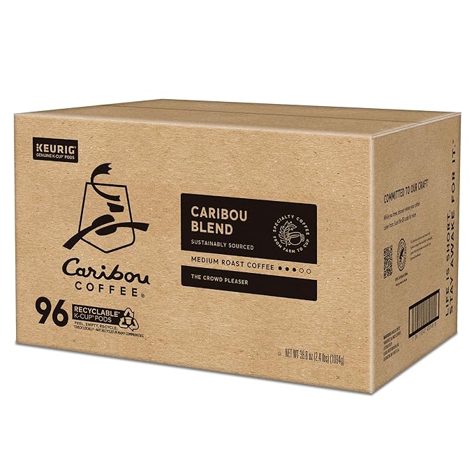 Caribou Coffee Caribou Blend Keurig Single-Serve K-Cup Pod, Medium Roast Coffee, 96 Count