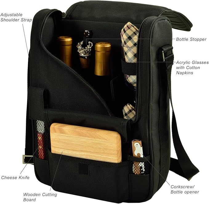Picnic at Ascot Original Insulated Wine and Cheese Cooler Bag - Designed, Assembled & Quality Approved in the USA