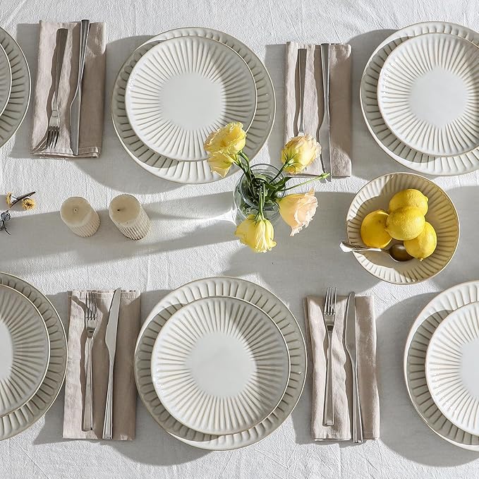 Stone Lain Linea 12-Piece Dinnerware Set Stoneware, White