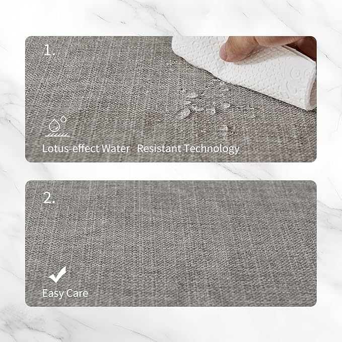 BALCONY & FALCON Placemats Set of 6 Faux Linen Cloth Place Mats Washable Waterproof Wrinkle Resistant Table Placemats for Dining Kitchen Farmhouse Indoor & Outdoor Use(Taupe Gray, 13.8”x 17.7”