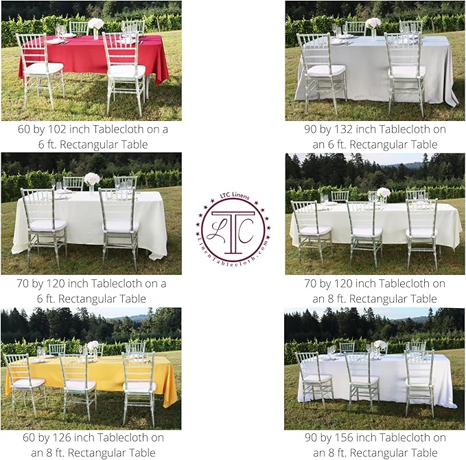 LinenTablecloth 90 x 132-Inch Rectangular Polyester Tablecloth with Rounded Corners, White