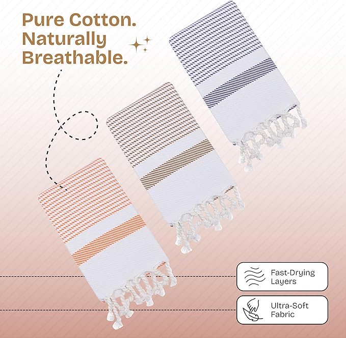 Multi Color Kitchen Towels 16x26 Inch, 12 Pack, 100% Cotton, Ultra Absorbent, Fast Dry, Machine Washable, Drying Dishes, Cleaning, Everyday Use - Orange, Brown, Indigo Blue