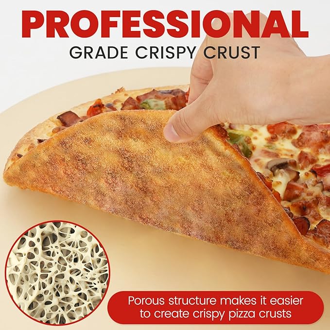 GOOD GAIN Pizza Stone for Oven Grill - Cordierite Baking Stone for Bread, Pies | 15'' Round Oven Stones for Cooking | Indoor,Outdoor | Durable, Heat Shock Resistant (Beige)