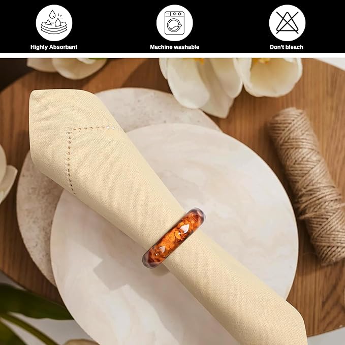 Bedding Craft Cotton Dinner Cloth Napkins Set of 12 – 18x18 Apricot Gelato Hemstitched – Machine Washable Fabric Napkins for Weddings, Baby Showers, Gifting & Parties