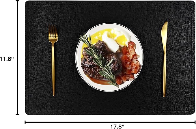 Set of 6 Faux Leather Placemats, PU Table Mats, Waterproof, Stain Resistant, Heat Resistant, Non-Slip Easy to Clean for Kitchen Dining Table,Conference Table