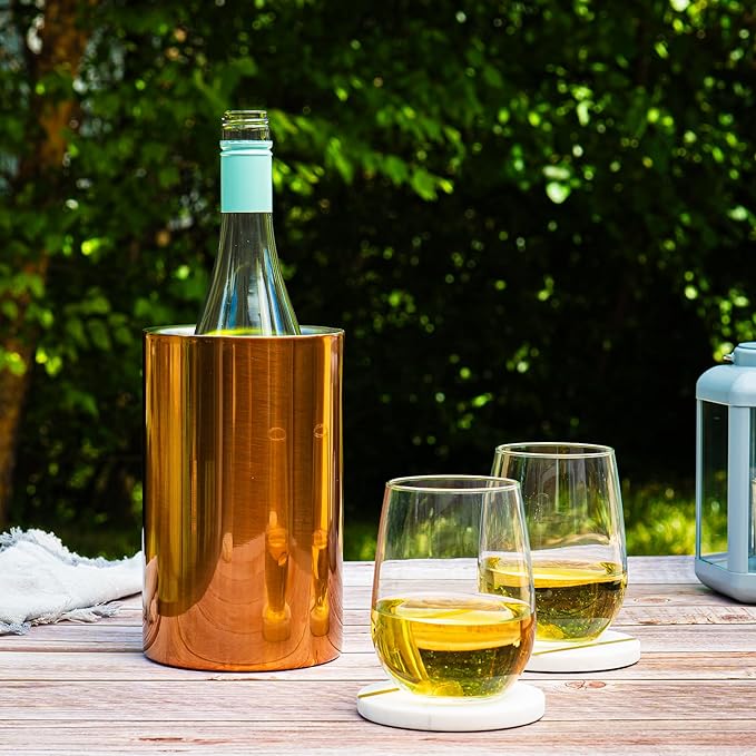 Wine Chiller for Bottles (Copper) - Champagne Bucket, Elegant Wine Bottle Chiller and Champagne Cooler, Insulated Wine Bucket Keeps Wine Cool, Champagne Bottle Chiller Fits Any Single Bottle