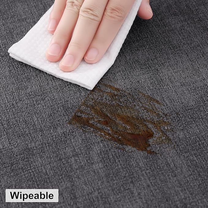 homing Round Faux Leather Placemat and Coaster 6 Packs, Washable Heat Resistant Dining Place Mats, Wipeable Double-Sided Table Mats for Indoor and Outdoor, Diameter 13 and 3.93 inch, Charcoal