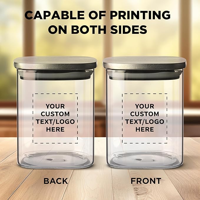 DISCOUNT PROMOS Custom Branson 30 oz. Square Storage Jars Set of 24, Personalized Bulk Pack - Durable Kitchen Organization, Home Decor Essentials, Food Storage Solutions - Clear