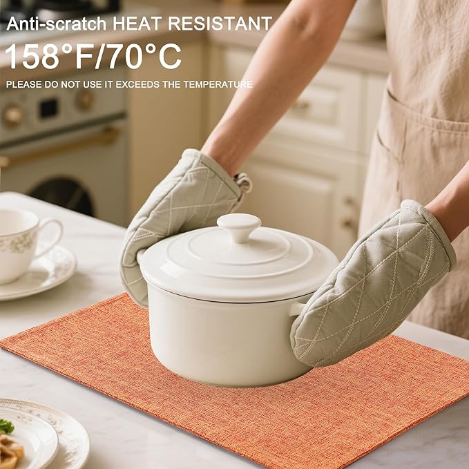 Homaxy Cloths Placemats for Dining Table Set of 4, Heat Resistant Washable Cotton Linen Blend Table Mats, Ideal for Kitchen Party Dining Decoration, 13" x 19", Orange