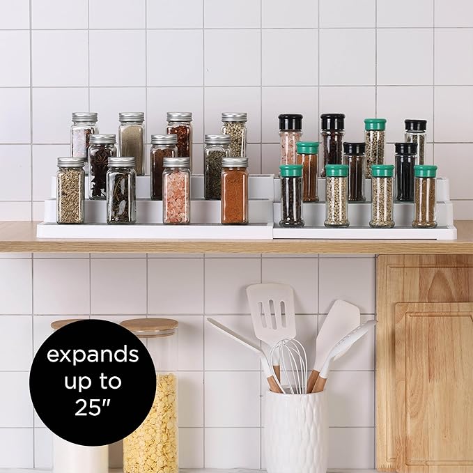 SIMPLEMADE 3-Tier Spice Rack Organizer - Versatile Storage Shelf for Kitchen, Bathroom, Bedroom & Office, Set of 1, White