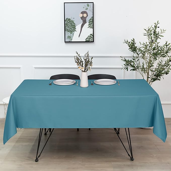 sancua Rectangle Tablecloth - 70 x 90 Inch - Stain and Wrinkle Resistant Washable Polyester Table Cloth, Decorative Fabric Table Cover for Dining Tables, Buffet Parties and Camping, Teal