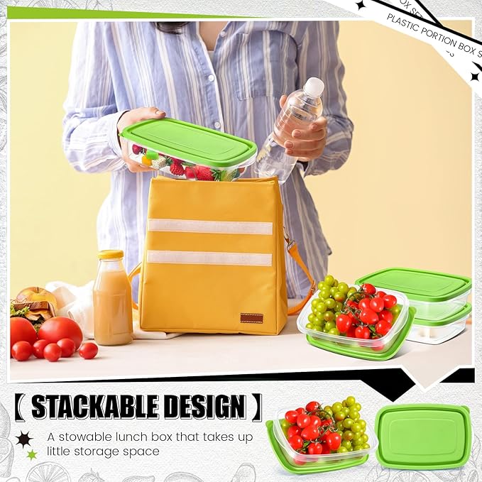 18 Pcs 33 Oz/ 4 Cups Plastic Food Storage Containers with Lids Portion Box Sets with Cover Stackable Plastic Containers with Lids Microwave Freezer Dishwasher Safe (Green)