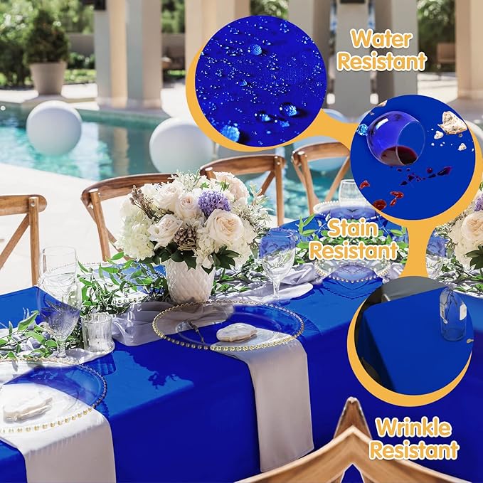 BRILLMAX 6 Pack Royal Blue Tablecloths for 6 Foot Rectangle Tables 90 x 132 Inch - 6ft Rectangular Bulk Linen Polyester Fabric Washable Cloth Cover for Wedding Reception Banquet Birthday Party