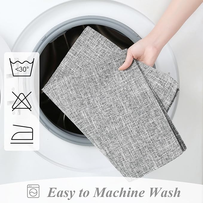 SHACOS Fabric Placemats Set of 6 Washable Heat Resistant Place Mats Non Slip Thick Cloth Placemats Reversible Table Mats Indoor Outdoor Home Wedding Table Decor, Light Grey White