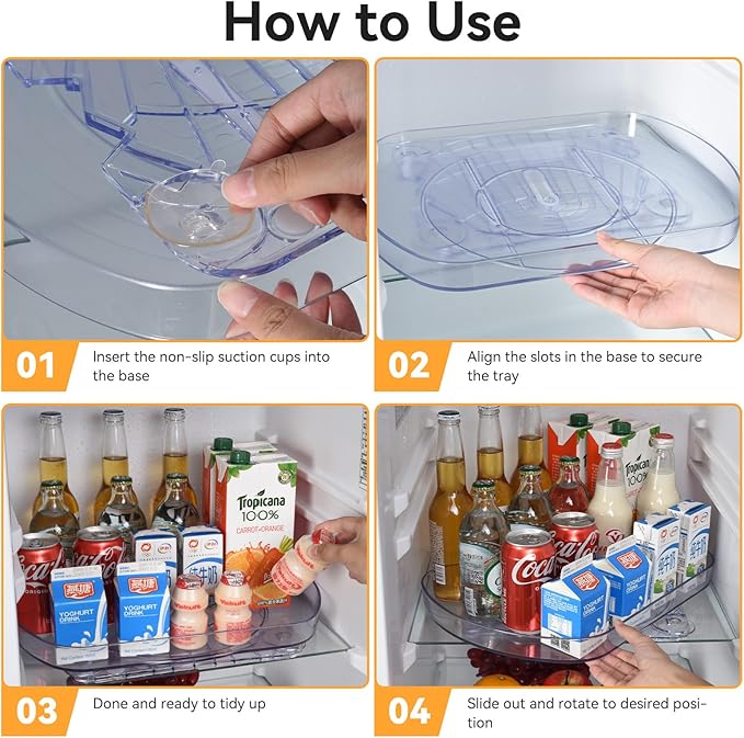 2 Pack Lazy Susan Organizer,15.7" x 11", Lazy Susan Turntable for Cabinet, Plastic Rotating Fridge Tray for Kitchen, Table Top, Countertop, Pantry Organization Storage